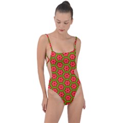 Pattern Flower Texture Seamless Tie Strap One Piece Swimsuit