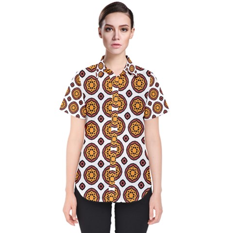 Pattern Fall Color White Background Women s Short Sleeve Shirt by Simbadda