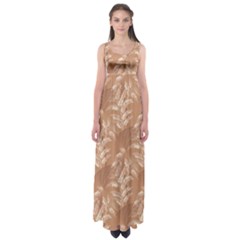 Scrapbook Leaves Decorative Empire Waist Maxi Dress by Simbadda