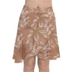 Scrapbook Leaves Decorative Chiffon Wrap Front Skirt by Simbadda