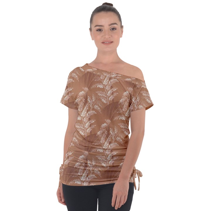 Scrapbook Leaves Decorative Tie-Up Tee