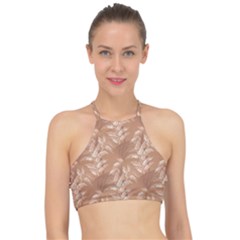 Scrapbook Leaves Decorative Racer Front Bikini Top