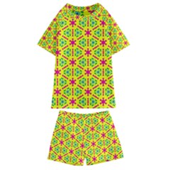 Pattern Texture Seamless Modern Kids  Swim Tee And Shorts Set