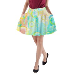 Bubbles Blue Floating Air A-line Pocket Skirt by Simbadda