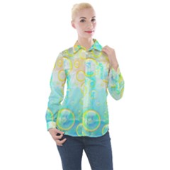 Bubbles Blue Floating Air Women s Long Sleeve Pocket Shirt