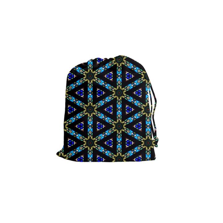 Stained Glass Pattern Church Window Drawstring Pouch (Small)