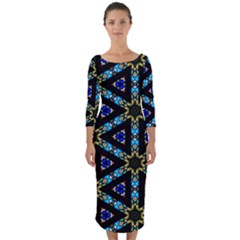 Stained Glass Pattern Church Window Quarter Sleeve Midi Bodycon Dress