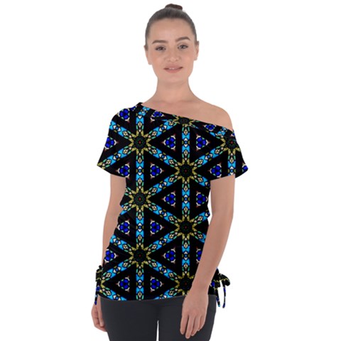 Stained Glass Pattern Church Window Tie-up Tee by Simbadda