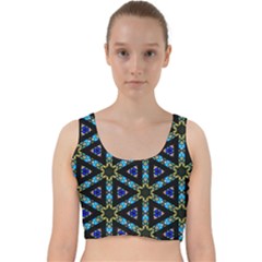 Stained Glass Pattern Church Window Velvet Racer Back Crop Top