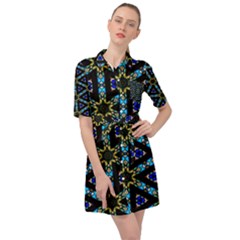 Stained Glass Pattern Church Window Belted Shirt Dress