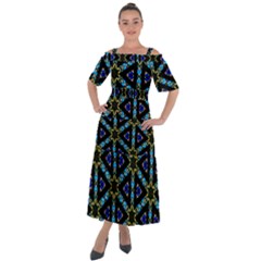 Stained Glass Pattern Church Window Shoulder Straps Boho Maxi Dress 