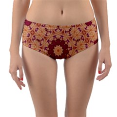 Abstract Art Abstract Background Brown Reversible Mid-waist Bikini Bottoms by Simbadda