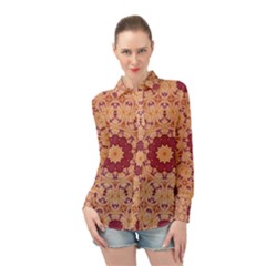 Abstract Art Abstract Background Brown Long Sleeve Chiffon Shirt