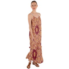 Abstract Art Abstract Background Brown Cami Maxi Ruffle Chiffon Dress