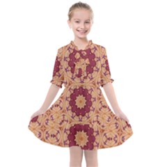 Abstract Art Abstract Background Brown Kids  All Frills Chiffon Dress