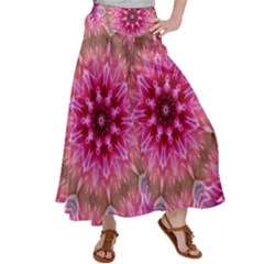 Flower Mandala Art Pink Abstract Satin Palazzo Pants by Simbadda