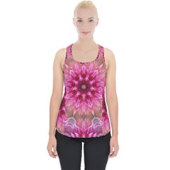 Flower Mandala Art Pink Abstract Piece Up Tank Top by Simbadda