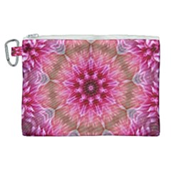 Flower Mandala Art Pink Abstract Canvas Cosmetic Bag (xl) by Simbadda