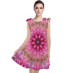 Flower Mandala Art Pink Abstract Tie Up Tunic Dress