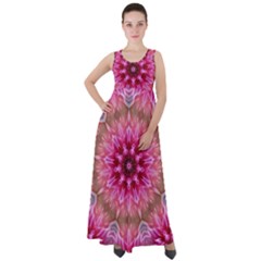 Flower Mandala Art Pink Abstract Empire Waist Velour Maxi Dress