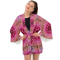 Flower Mandala Art Pink Abstract Long Sleeve Kimono