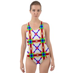 Rainbow Pattern Pattern Texture Cut-out Back One Piece Swimsuit by Simbadda