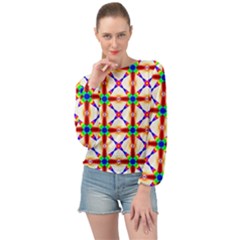 Rainbow Pattern Pattern Texture Banded Bottom Chiffon Top