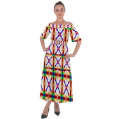 Rainbow Pattern Pattern Texture Shoulder Straps Boho Maxi Dress 