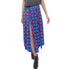 Pattern Seamless Design Texture Velour Split Maxi Skirt