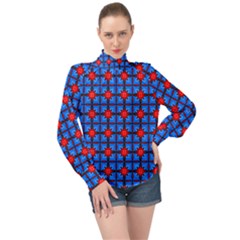 Pattern Seamless Design Texture High Neck Long Sleeve Chiffon Top