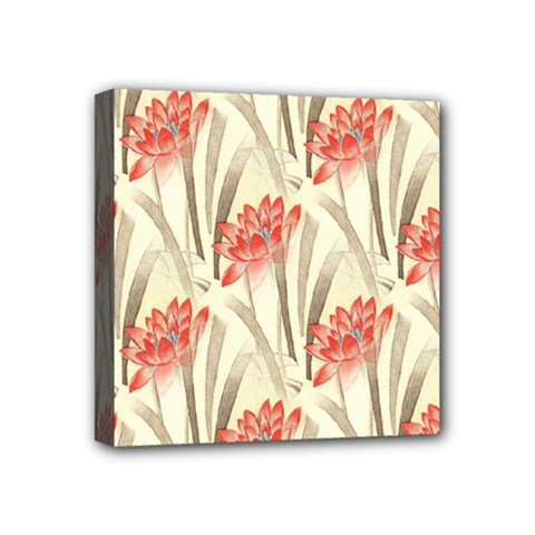 Flower Flora Leaf Wallpaper Mini Canvas 4  X 4  (stretched) by Simbadda