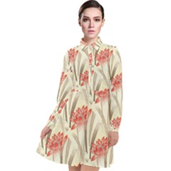 Flower Flora Leaf Wallpaper Long Sleeve Chiffon Shirt Dress by Simbadda