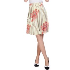 Flower Flora Leaf Wallpaper A-line Skirt by Simbadda