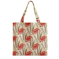 Flower Flora Leaf Wallpaper Zipper Grocery Tote Bag by Simbadda