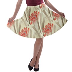 Flower Flora Leaf Wallpaper A-line Skater Skirt by Simbadda