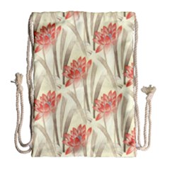 Flower Flora Leaf Wallpaper Drawstring Bag (large) by Simbadda