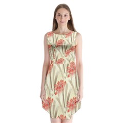 Flower Flora Leaf Wallpaper Sleeveless Chiffon Dress   by Simbadda