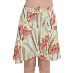 Flower Flora Leaf Wallpaper Chiffon Wrap Front Skirt by Simbadda