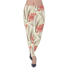 Flower Flora Leaf Wallpaper Velvet Leggings by Simbadda