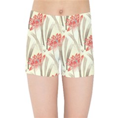 Flower Flora Leaf Wallpaper Kids  Sports Shorts by Simbadda