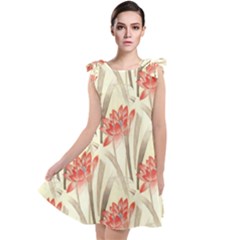 Flower Flora Leaf Wallpaper Tie Up Tunic Dress