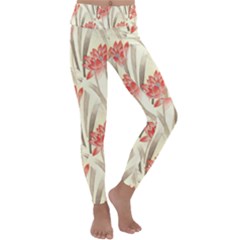 Flower Flora Leaf Wallpaper Kids  Lightweight Velour Classic Yoga Leggings by Simbadda