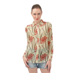 Flower Flora Leaf Wallpaper Long Sleeve Chiffon Shirt