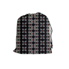 Pattern Black Background Texture Art Drawstring Pouch (large) by Simbadda