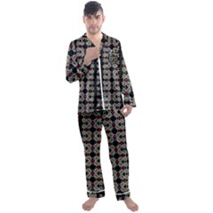 Pattern Black Background Texture Art Men s Satin Pajamas Long Pants Set by Simbadda