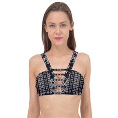 Pattern Black Background Texture Art Cage Up Bikini Top