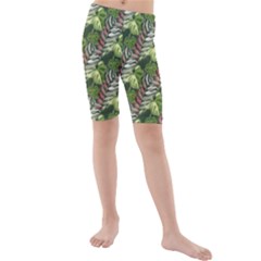 Leaves Seamless Pattern Design Kids  Mid Length Swim Shorts by Simbadda