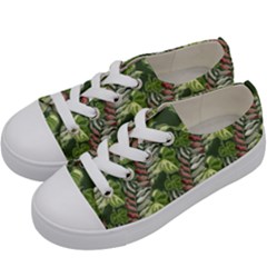 Leaves Seamless Pattern Design Kids  Low Top Canvas Sneakers by Simbadda