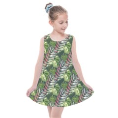 Leaves Seamless Pattern Design Kids  Summer Dress by Simbadda