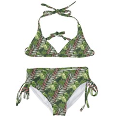 Leaves Seamless Pattern Design Kids  Classic Bikini Set by Simbadda